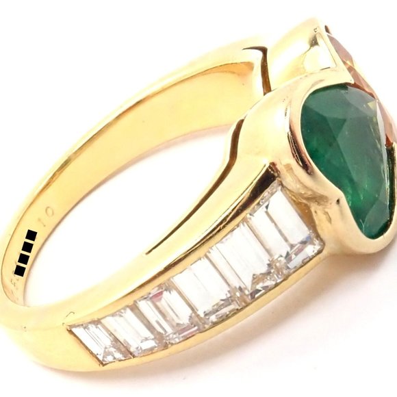 Authentic Van Cleef & Arpels 18k Gold Diamond Emerald Yellow Sapphire Ring Paper - Picture 3 of 11